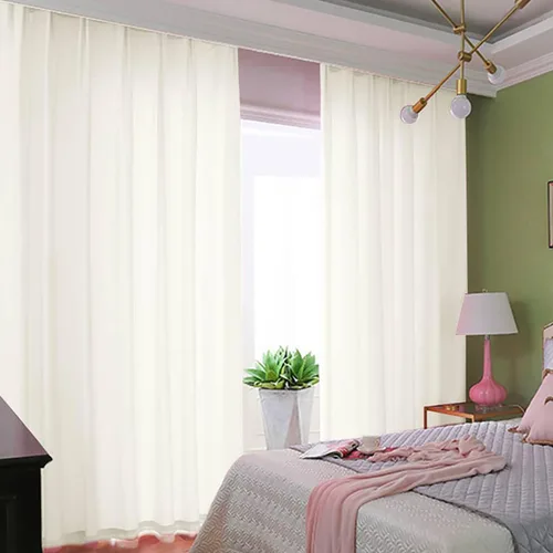 Miniatura 17 de ShinyBeauty Cortinas de gasa rojas de 84 pulgadas de largo, paquete de 2 cortinas transparentes de 29 x 84 pulgadas, 2 paneles de cortinas de gasa