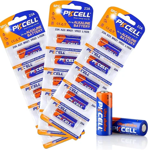 PKECLL - Batería A23 de 23 A, 12 voltios, paquete de 15 baterías A23 para abridores de puertas de garaje, ventilador de techo, timbres de puerta 15