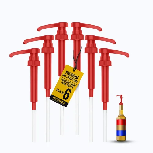 Miniatura 10 de Dispensador de bomba de jarabe de café de 6 piezas (color dorado) - Compatible con botellas de jarabe Torani, Davinci y Skinny