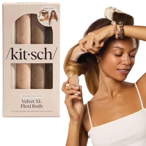 Kitsch Barras flexibles XL para rizos sin calor durante la noche, rodillos de terciopelo suave para mujeres, rizadores de pelo para dormir, Eucalipto