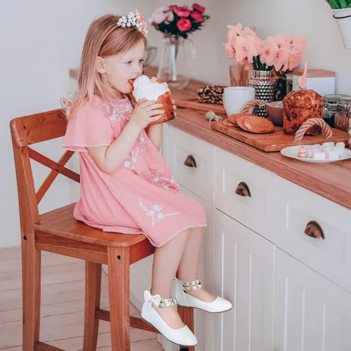 Miniatura 7 de PANDANINJIA Jessica Pearl Bow Ballet Flats Zapatos Doble Tobillo Correa Vestido Bailarina Plana Mary Jane