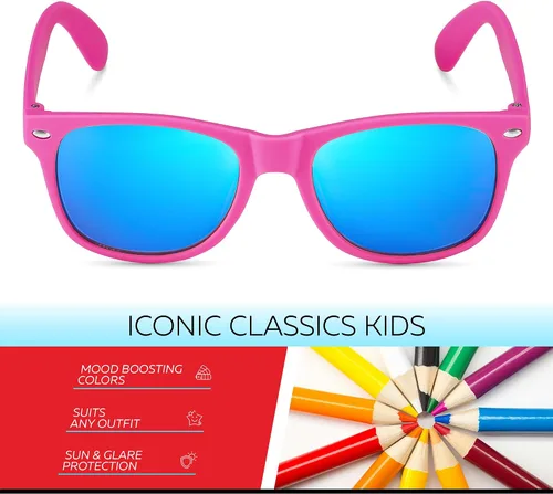 Miniatura 126 de Retro Rewind Lentes de sol para niños y niñas de 3 a 12 años, inastillables, UV400, lentes de sol para niños pequeños