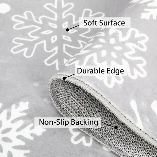 Miniatura 2 de ROYHOME Alfombra de Entrada de Navidad con Patrón de Copos de Nieve Antideslizante Resistente a las Manchas Decorativa para Festividades Lavable