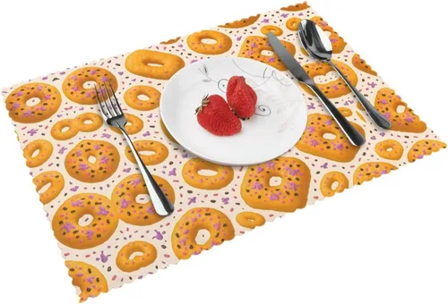 Miniatura 9 de Rectangular Placemats Set of 4, Heat Resistant Dream Printed Kitchen Dining Table Mats