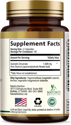 Miniatura 9 de Quercetin Dihydrate 1000mg per Serving - Premium Plant-Based Bioflavonoids - Extra Strength Antioxidant Immune & Respiratory Health Support - High