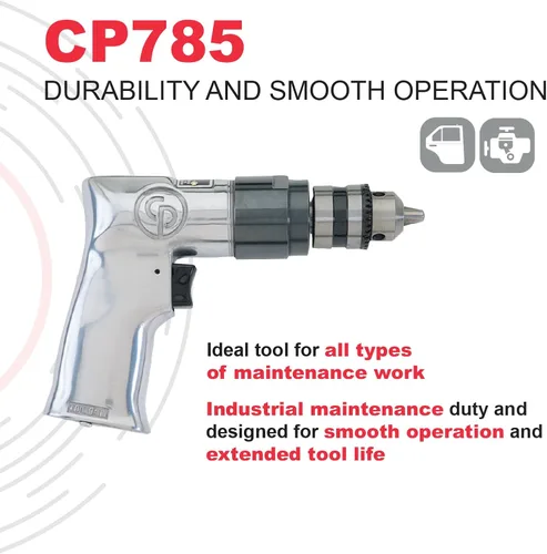 Miniatura 4 de Chicago Pneumatic CP785 - Taladro eléctrico de aire, herramientas eléctricas y mejoras para el hogar, portabrocas con llave, carcasa de aluminio