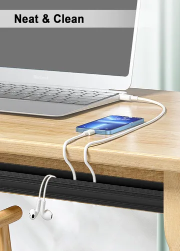 Miniatura 4 de Organizador de cables para debajo del escritorio, canal en J, paquete de 6 organizadores de cables adhesivos 6-pack adhesive J channel organizes