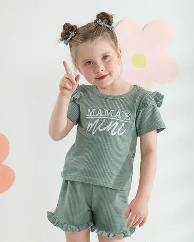 Miniatura 4 de Mioglrie Ropa para bebé niña con volantes y pantalones cortos, conjunto de ropa para niñas pequeñas