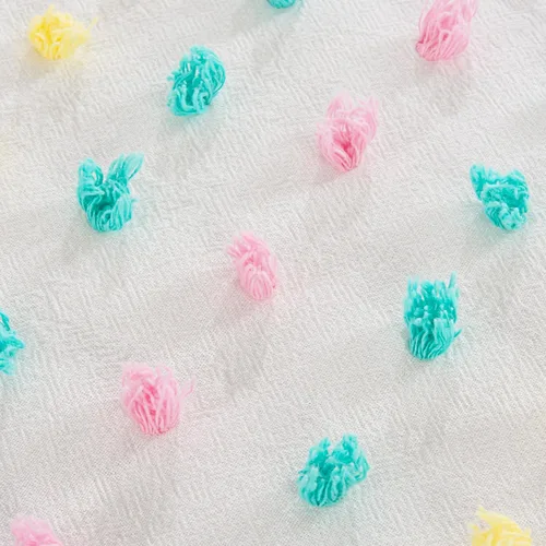 Miniatura 6 de HOMBYS Juego de edredón de ropa de cama con pompones mechudos para niñas, juego de edredón jacquard boho blanco de 3 piezas para niños para todas