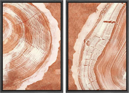 Miniatura 156 de SIGNWIN Lienzo enmarcado para pared, ilustraciones abstractas texturizadas en tonos beige terrosos, arte moderno, decorativo, contemporáneo