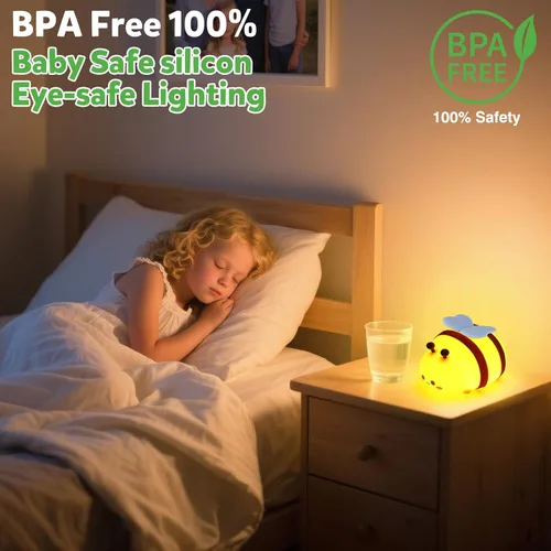 Miniatura 4 de Luz nocturna de abeja, bonita lámpara de noche de animales de silicona, lámpara de noche para habitación de niños, lámpara LED regulable, lámpara