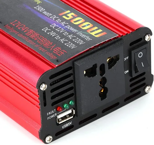 Miniatura 4 de Inversor de corriente para automóvil de 1500 W, adaptador de convertidor de cargador USB, onda sinusoidal modificada, CC 12V/24V a CA 220V, inversor