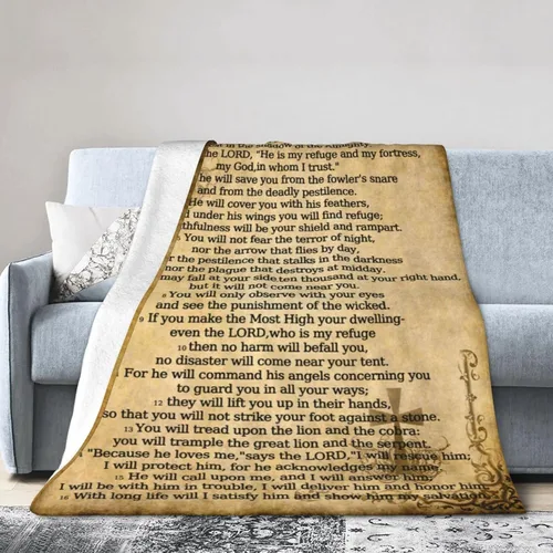 Miniatura 5 de Manta de salmo 91, regalos cristianos (50 x 40 pulgadas), manta religiosa, suave, ligera, acogedora manta de felpa cálida para mujeres y hombres