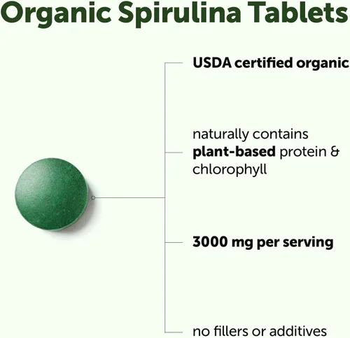 Miniatura 3 de Micro Ingredients Suplemento orgánico de espirulina, 720 tabletas (suministro para 4 meses), sin relleno y sin OMG, rico en proteínas veganas