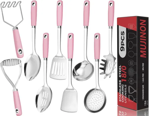 Miniatura 8 de Juego de utensilios de cocina de acero inoxidable 18/0, utensilios de cocina resistentes para uso diario, fiesta, boda, casa nueva, aptos para Negro