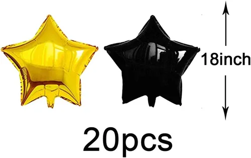 Miniatura 2 de 20 globos de papel de aluminio de estrella dorada y negra, globos de estrella negra de 18 pulgadas, globos de Mylar de estrella dorada