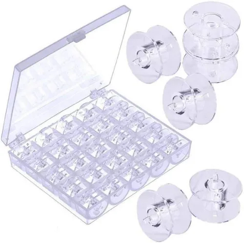 JZK 25 bobinas para máquina de coser para Brother Janome Singer Elna Babylock Kenmore, etc., plástico transparente