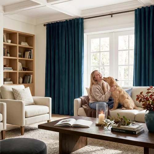 Miniatura 60 de StangH Cortinas de Terciopelo Verde Esmeralda de 96 Pulgadas - Cortinas Opacas de Terciopelo de Lujo Súper Suaves, Elegante Cobertura de Ventana