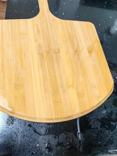 Miniatura 3 de Tabla de pizza de bambú de 12 pulgadas, tabla de cortar de pizza de madera, tabla para servir pizza para cocina, tabla de charcutería, natural 01