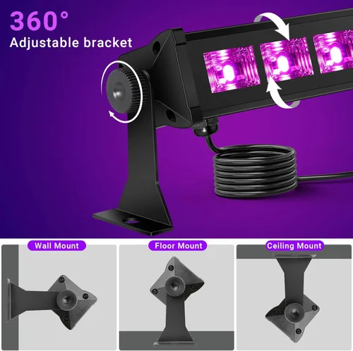 Miniatura 4 de Barra negra de luces, de OPPSK, cono 9 LEDs de 3 W, luz negra, negro metálico