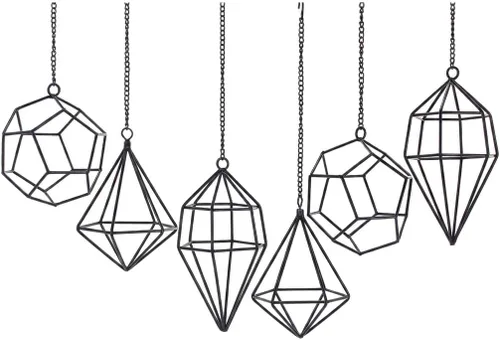 Paquete de 6 soportes geométricos para colgar en la pared, decoración Tillandsia de metal negro para estilo bohemio, hogar, oficina y estantes