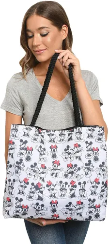 Miniatura 6 de Disney Bolso de mano Mickey Mouse y Minnie Mouse, bolso grande para vacaciones en parque temático, bolsa de viaje, bolsa grande, bolsa de trabajo