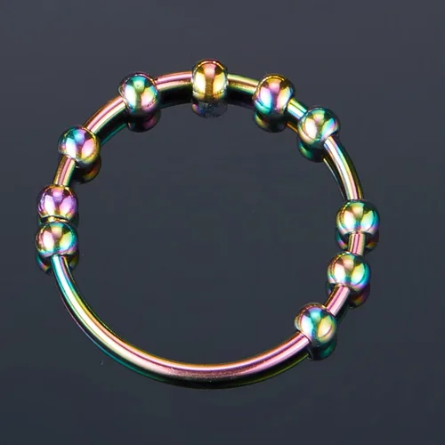 Miniatura 3 de Anillo de oro y plata para mujer, anillos antiansiedad para mujer, anillos para aliviar la ansiedad, tamaño 5-10 cuentas, anillo de ansiedad