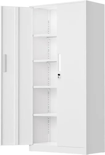 Miniatura 18 de SUNCROWN Armarios de almacenamiento de metal con cerradura, gabinete de herramientas, almacenamiento de acero con bloqueo de 72 pulgadas, armarios