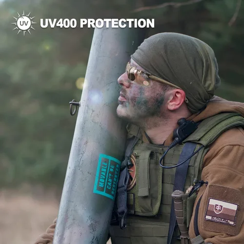 Miniatura 5 de Xaegistac Gafas de disparo con estuche Gafas de seguridad antivaho para cazadores para adultos Lente transparente-marco caqui