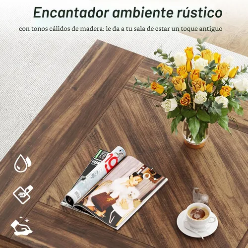 Miniatura 6 de Tribesigns – Mesa de café cuadrada, mesa central de madera para sala de estar, mesa de acento de té de cóctel moderna de 31.5" en color marrón