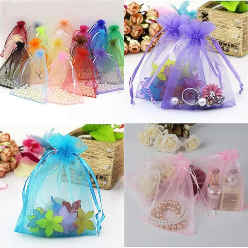 Miniatura 2 de SAOYOAS 100 bolsas de organza de 4 x 6 pulgadas a granel, bolsas de organza con cordón para joyería, boda, fiesta, Navidad, bolsa de regalo