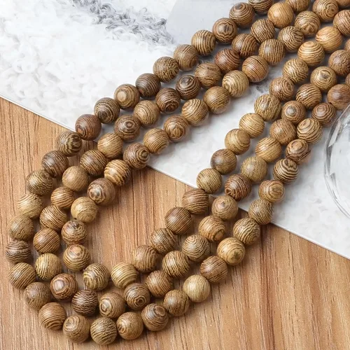 Miniatura 14 de MASSIVE BEADS - KIT de 960 cuentas de madera redondas sueltas mixtas naturales de 6 mm para hacer joyas, con hilo e agujas (12 de madera, 6 mm)