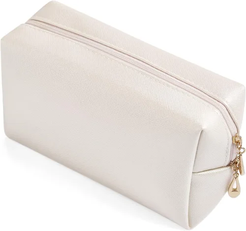 Miniatura 11 de Bolsa de cosméticos de piel sintética para mujer, bolsa de maquillaje minimalista para uso diario, bolsa de almacenamiento portátil, pequeña bolsa