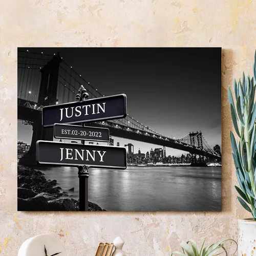 Miniatura 30 de CP CANVASPATH Nombre y fecha de pareja en la playa, impresiones en lienzo personalizadas, regalo de amor para aniversario, boda, cumpleaños y Arte