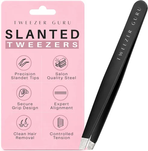 Miniatura 11 de Tweezer Guru Pinzas para el vello facial de mujeres y hombres, pinzas de precisión para cejas inclinadas para cabello encarnado, eliminación