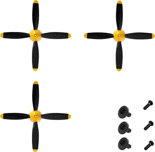 Miniatura 9 de 3 juegos de hélice de 3 palas con protectores de hélice y 3 adaptadores para VOLANTEXRC P51 F4U P40 BF109 Spitfire Airplane nueva versión