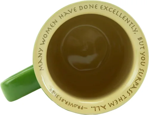 Miniatura 3 de Abbey Gift Juego de taza y posavasos de cerámica "Amazing Woman" Verde