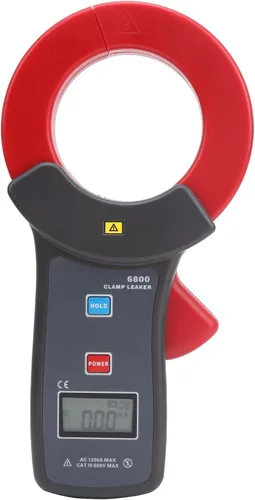 Eujgoov Probador de corriente de fuga, amperímetro de medidor de corriente de abrazadera de fuga digital con interfaz USB, mandíbulas de 2.677 in