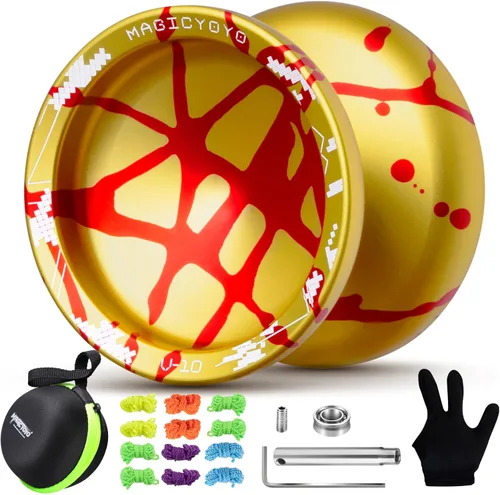 Miniatura 11 de MAGICYOYO V10 Yoyo de dedo giratorio profesional de metal Yoyo de doble propósito sensible y no sensible con estuche de almacenamiento + guante