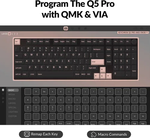 Miniatura 2 de Keychron Q5 Pro Teclado mecánico inalámbrico QMK/VIA Barebone, diseño del 96% con perilla programable, diseño de doble junta, retroiluminación RGB