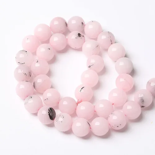 Miniatura 5 de 8MM 45 piezas Cuentas de piedra natural de ópalo rosa, jade y calcedonia para hacer joyas, pulseras DIY, 1 cordón