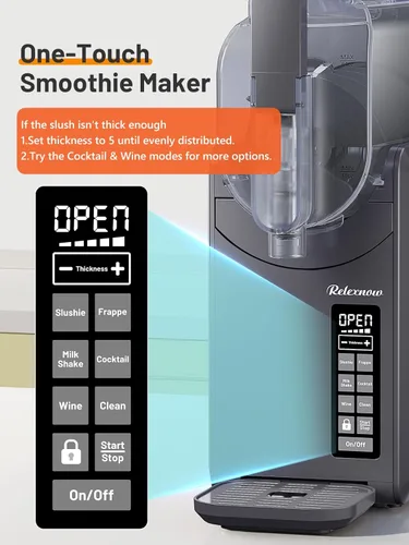 Miniatura 6 de RELEXNOW Máquina de granizado para el hogar, 6 programas preestablecidos, frappés de servicio suave, batidos, margaritas y bebidas congeladas,