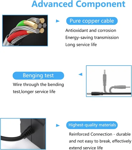 Miniatura 5 de VHBW Reemplazo para cargador de aspiradora INSE compatible con INSE S6 S6P S600 S6T S6P Pro S610 S650 S670 23Kpa 250W cable de alimentación