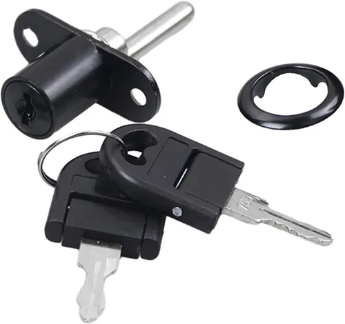 Miniatura 6 de Cerradura de émbolo resistente para protección segura de gabinetes y cajones, 0.630 in, color negro, espacio entre agujeros de 1.260 in