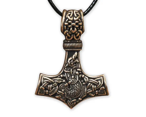 Miniatura 117 de Viking Thors Hammer Necklace Pendant - Vegvisir Aegishjalmur Helm of Awe Raven Huginn Muninn Pendant Necklace Amulet Talisman - Thor Necklace