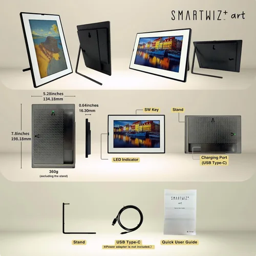 Miniatura 9 de SMARTWIZ+ art - Marco artístico de tinta electrónica diseñado en Japón, pantalla Spectra6 a todo color de 7.3 pulgadas, Wi-Fi, controlado por
