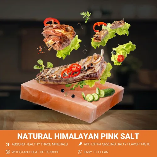 Miniatura 3 de onlyfire Bloque de Sal del Himalaya para Asar, Cocinar, Dorar, Cortar y Servir, 8 X 8 X 3.8 cm Piedra de Sal Rosa del Himalaya Natural, Regalo