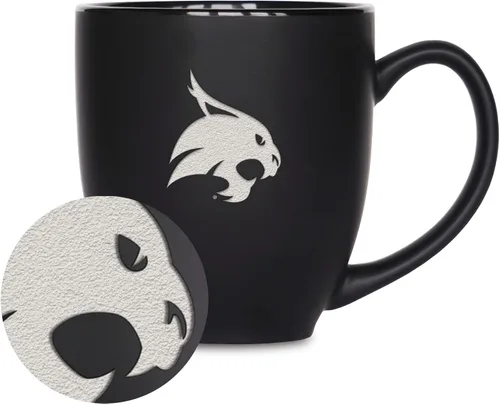 Miniatura 146 de Rico Industries - Taza de cerámica mate negra con grabado láser estándar de 15oz para NCAA (escuelas T & U) - Para bebidas calientes o frías
