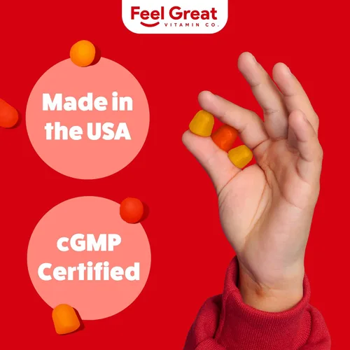 Miniatura 7 de Feel Great Vitamins Kids DHA Gummies con Omega 3 6 9, vitamina C (paquete de 2) Apoya la función cerebral saludable, la visión y la salud