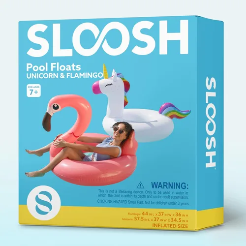 Miniatura 7 de SLOOSH Paquete de 2 flotadores inflables de flamenco de unicornio para piscina, decoraciones de fiesta de natación, divertidos flotadores, tubos